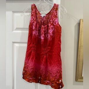 Silk Cabi red and pink blouse